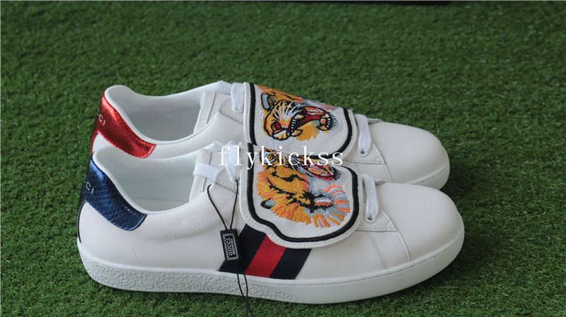 GC Ace Embroidered Sneaker White Tiger Pattern